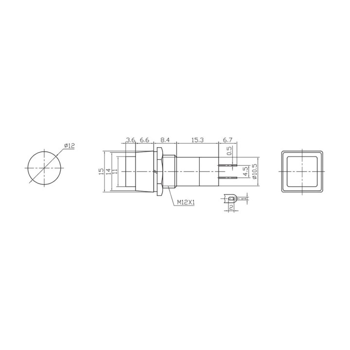 EDM Drucktaster mit quadratischem Sockel 1 A 250 V (5UD)