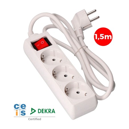 multistik med tre schuko-stik og lysende afbryder h05vv-f 3g1,5 mm2 16 a 250 v