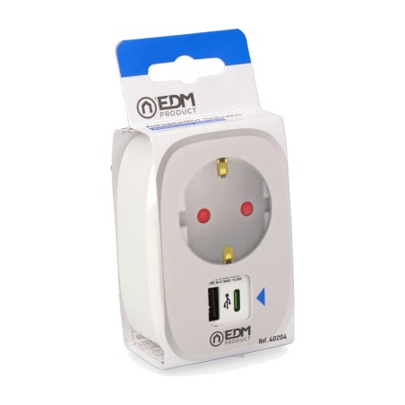 sovitin, 1 schuko-pistorasia ja 2 usb a- ja c-porttia 3680 w 230 v