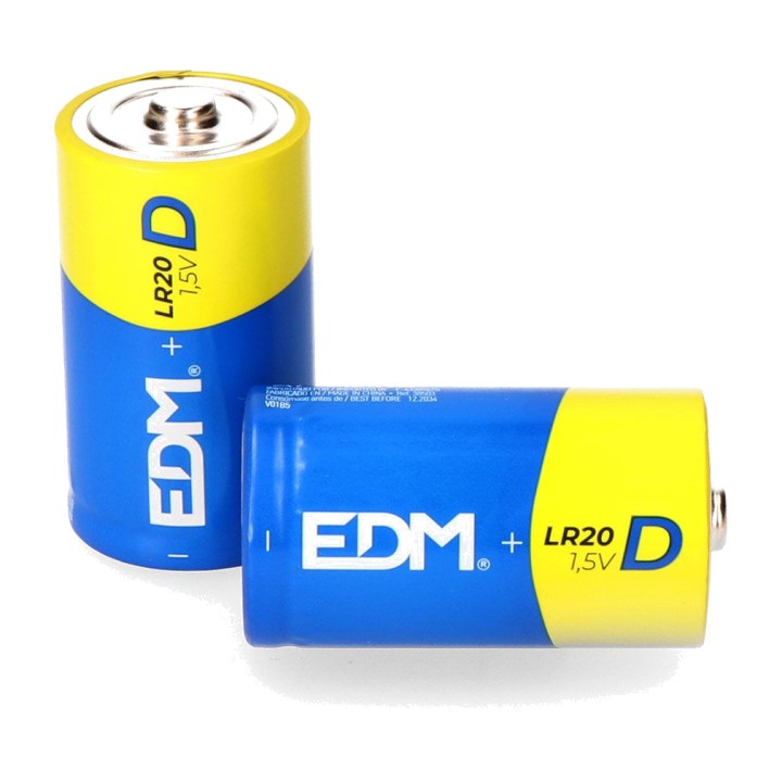 EDM Alkaline battery POWER LIFE D LR20 1,5 V 2 UDS 61,5 MM