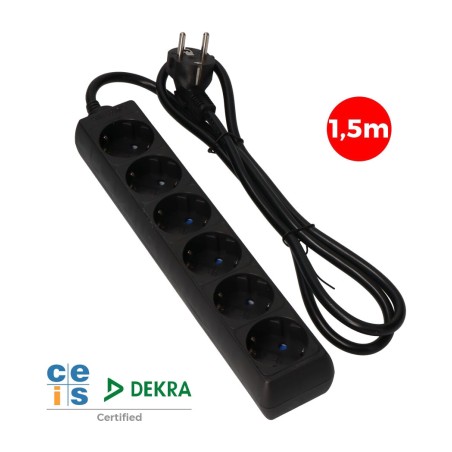 listwa wielogniazdowa z 6 gniazdami schuko h05vv-f 3g1,5 mm2 16 a 250 v 3680 w
