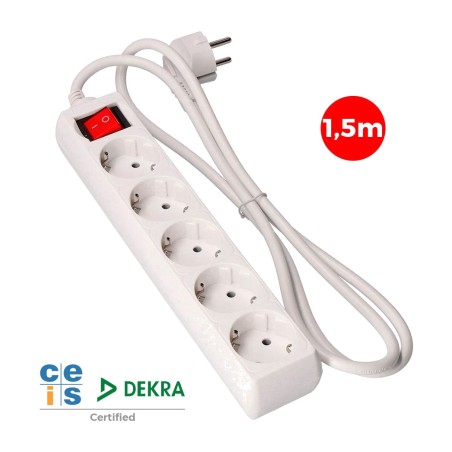 base múltiple de cinc preses schuko amb interruptor il·luminat h05vv-f 3g1,5 mm2 16 a 250 v