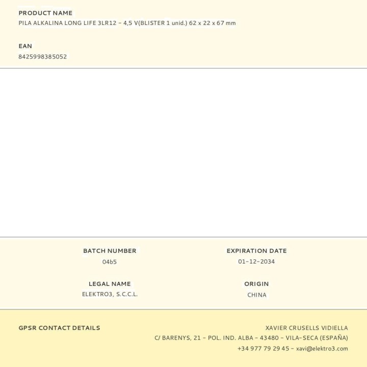 EDM Alkaline Laternenbatterie POWER LIFE 3LR12 4,5 V 67 MM
