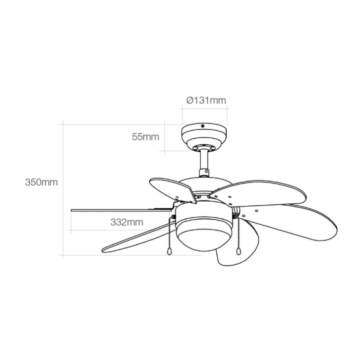 EDM Ventilateur de plafond avec éclairage ARAL 50 W 76 CM