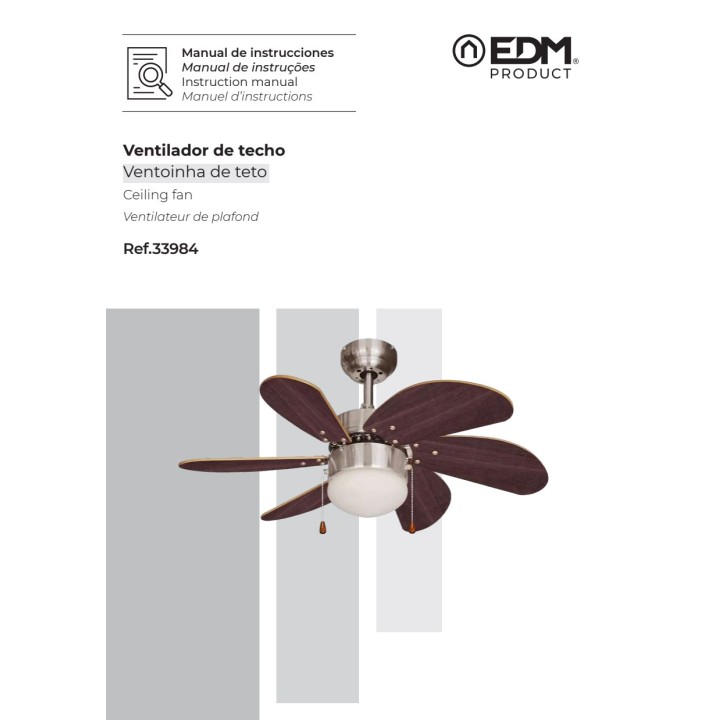 EDM Deckenventilator mit Licht ARAL 50 W 76 CM 33984VAR