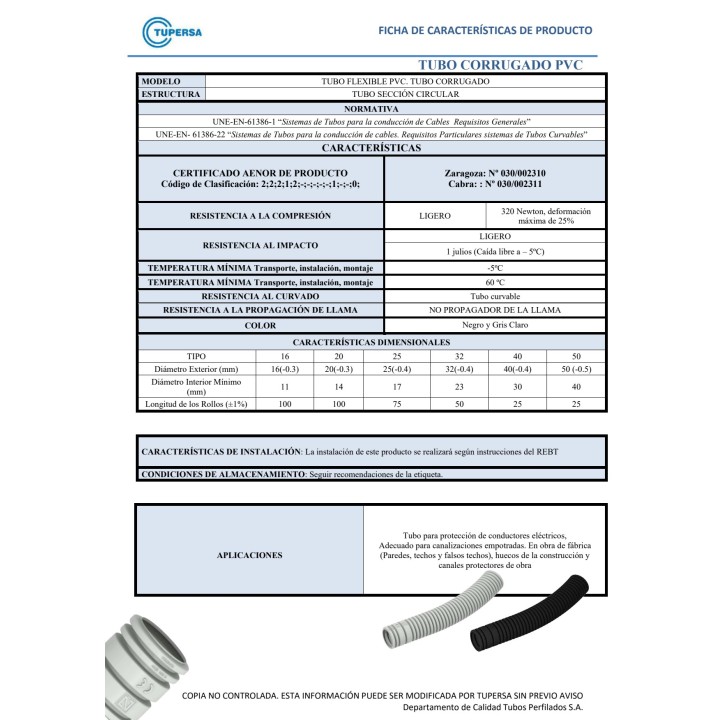 EDM PVC-Wellrohr für den Innenbereich CONDUIT-PIPE 66200VAR