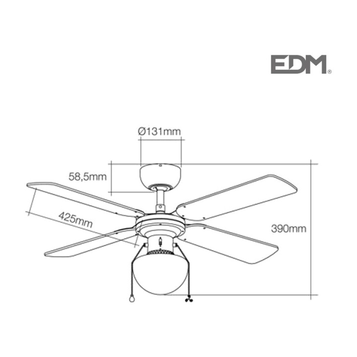 EDM Ventilador de techo con luz CARIBE 50 W 102 CM 33800VAR