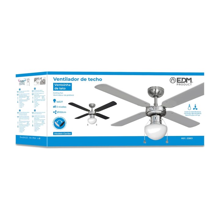 EDM Ventilador de techo con luz CARIBE 50 W 102 CM 33800VAR