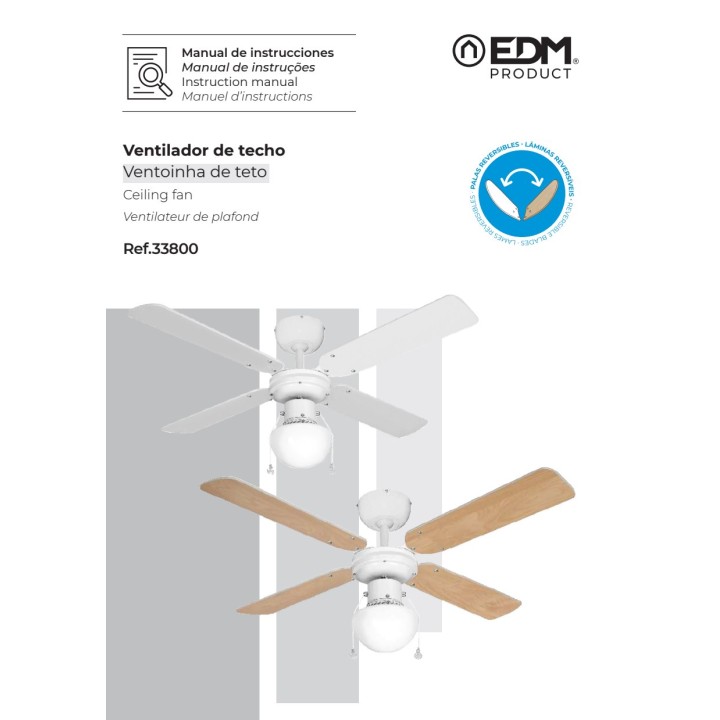 EDM Deckenventilator mit Licht CARIBE 50 W 102 CM 33800VAR