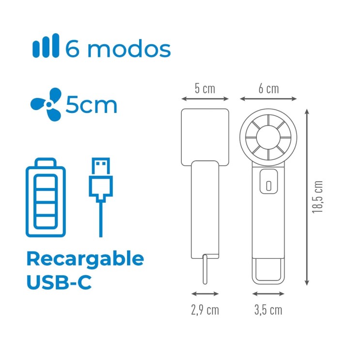 EDM Ventilatore portatile digitale ricaricabile con display