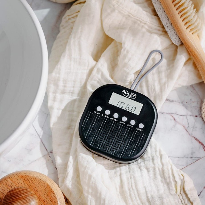 ADLER Radio de ducha resistente al agua con despertador AD 1912 FM IPX4 2,5 CM 51151