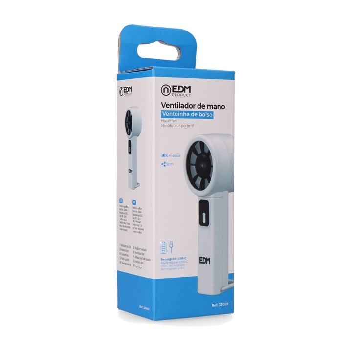 EDM Ventilatore portatile digitale ricaricabile con display