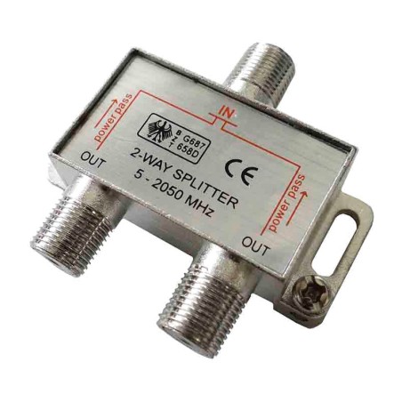répartiteur de signal tv et satellite, 1 entrée et 2 sorties 5-2050 mhz