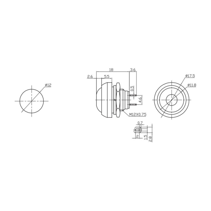 EDM Recambio de pulsador corto 1 A 250 V (5UD) 45061