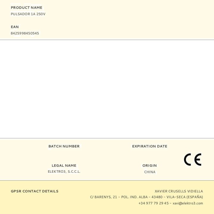 EDM Pulsante metallico da pannello 1 A 250 V (5UD) 45054