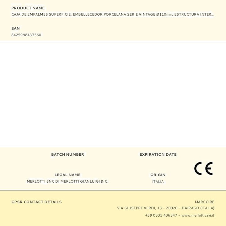 EDM Surface-mounted junction box with porcelain cover