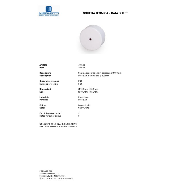 EDM Surface-mounted junction box with porcelain cover