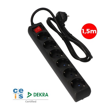 rozbočovač so 6 zásuvkami schuko so svietiacim vypínačom h05vv-f 3g1,5 mm2 16 a 250 v