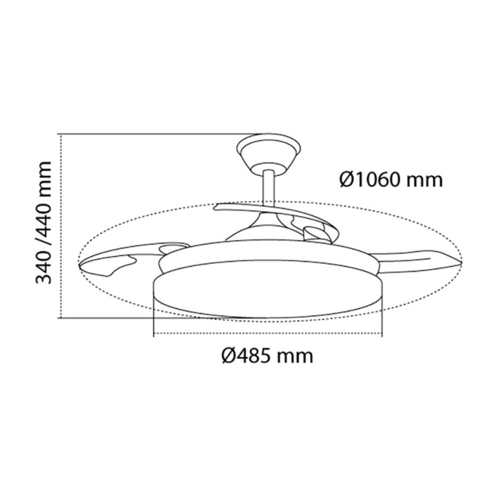 CRISTALRECORD LED ceiling fan with retractable blades and