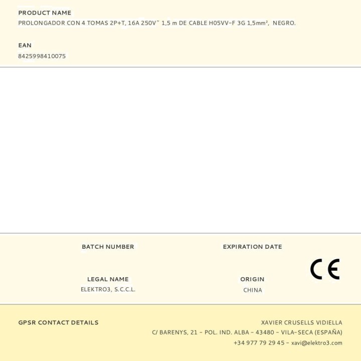 EDM Πολύπριζο με 4 πρίζες Schuko H05VV-F 3G1,5 MM2 16 A 250