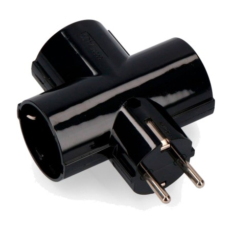 tredobbelt schuko-adapter af bakelit 2p+t 16 a 250 v