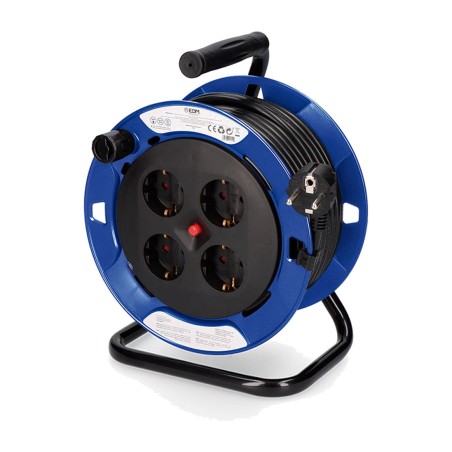 enrollacables de 4 tomas schuko con protector térmico 3g1,5 mm2 16 a 230 v