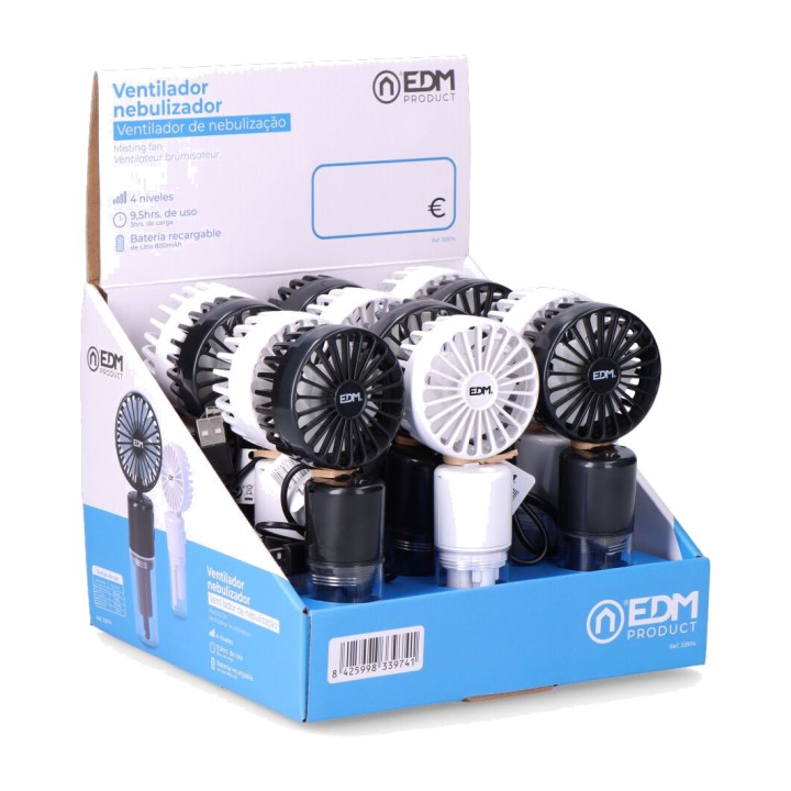 EDM Ventilador nebulizador de mano recargable 800 MAH 16,4
