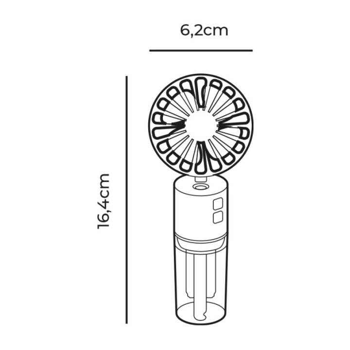 EDM Rechargeable handheld misting fan 800 MAH 16,4 CM (12UD)