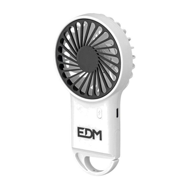 EDM Wiederaufladbarer Handventilator mit Haken 400 MAH 15,5