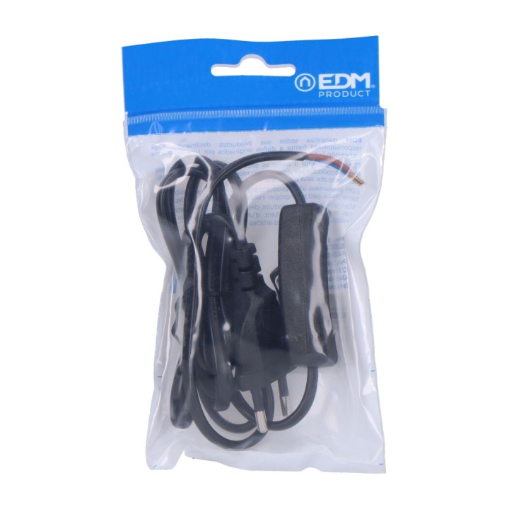 EDM Flat connection cable with plug and switch 3 A 1,5 M