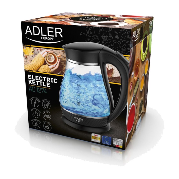 ADLER Bollitore in vetro AD1274 2200 W 1,7 L 07169