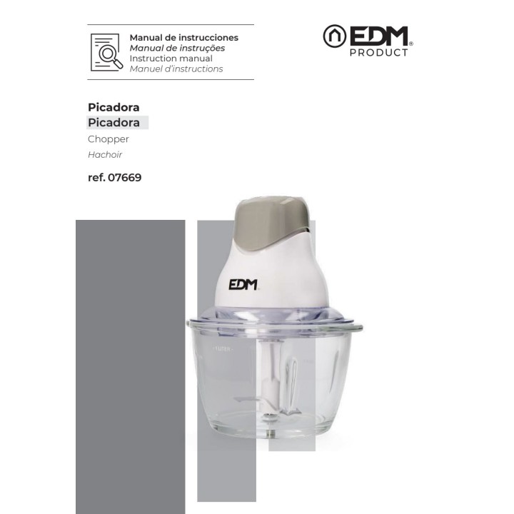 EDM Tritatutto elettrico con recipiente in vetro 320 W 1 L