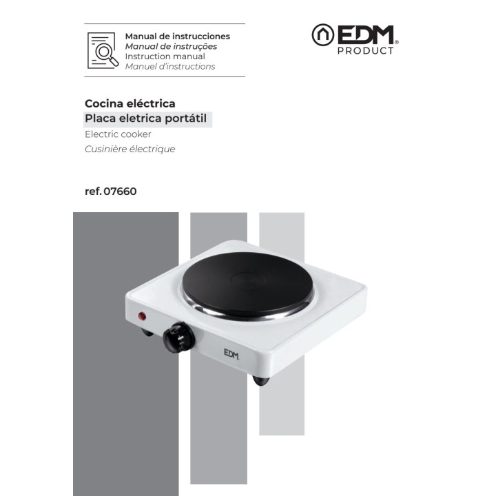 EDM Piastra elettrica a 1 fuoco 1000 W 07660