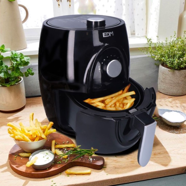 EDM Freidora de aire con cesta y temporizador 3,6 L 1400 W Ø17 CM 07654
