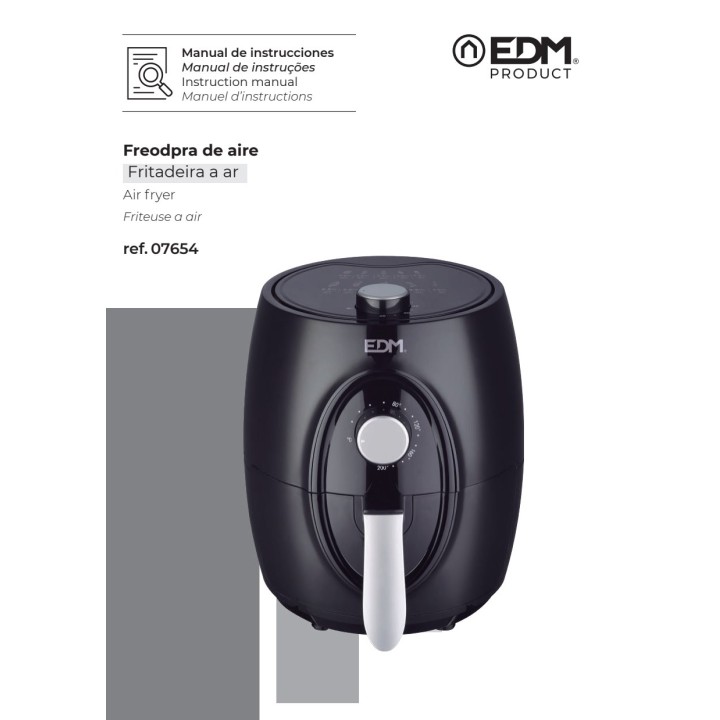 EDM Friggitrice ad aria con cestello e timer 3,6 L 1400 W