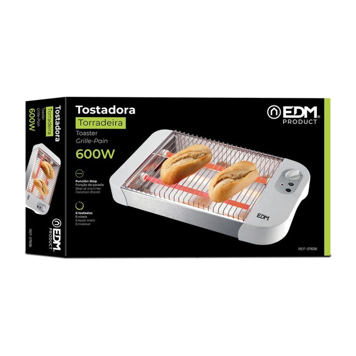 EDM Grille-pain plat avec minuterie 600 W 07636