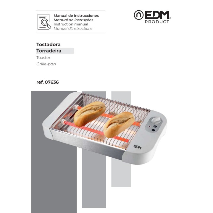EDM Flat toaster with timer 600 W 07636