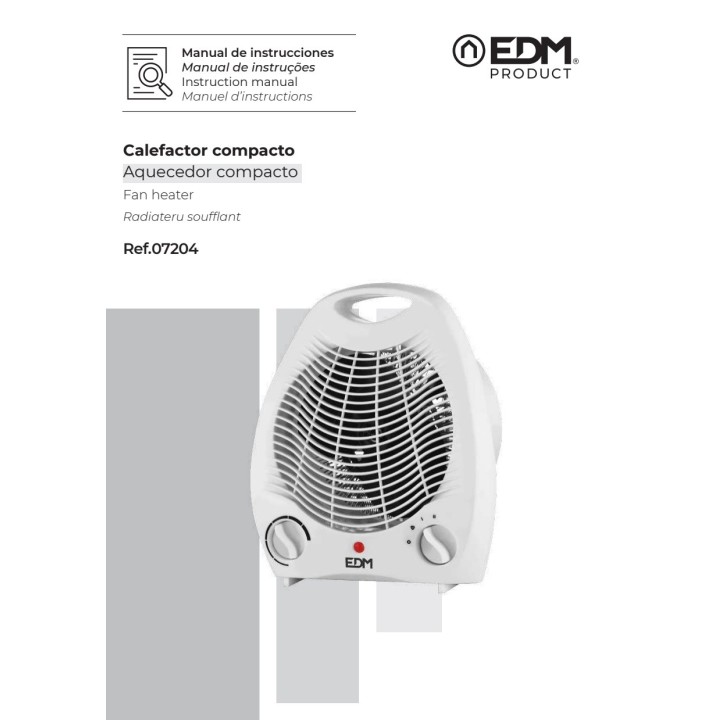 EDM Calefactor compacto vertical con posición de aire fresco 1000-2000W 27 CM (6UD) 07204VAR