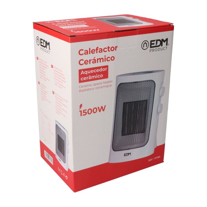 EDM Vertikalheizlüfter mit Thermostat 1000-1500W 25,5 CM