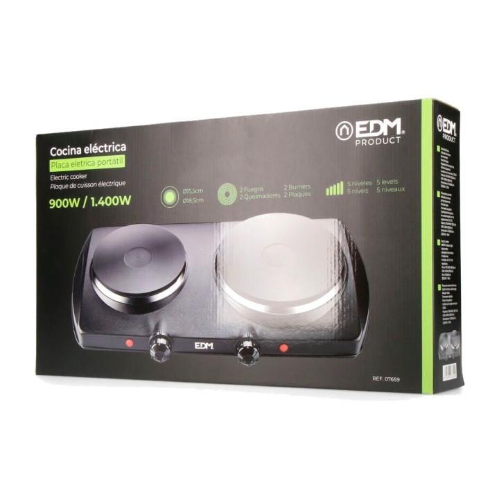 EDM Električna kuhalna plošča z 2 ploščama 900-1400W 07659