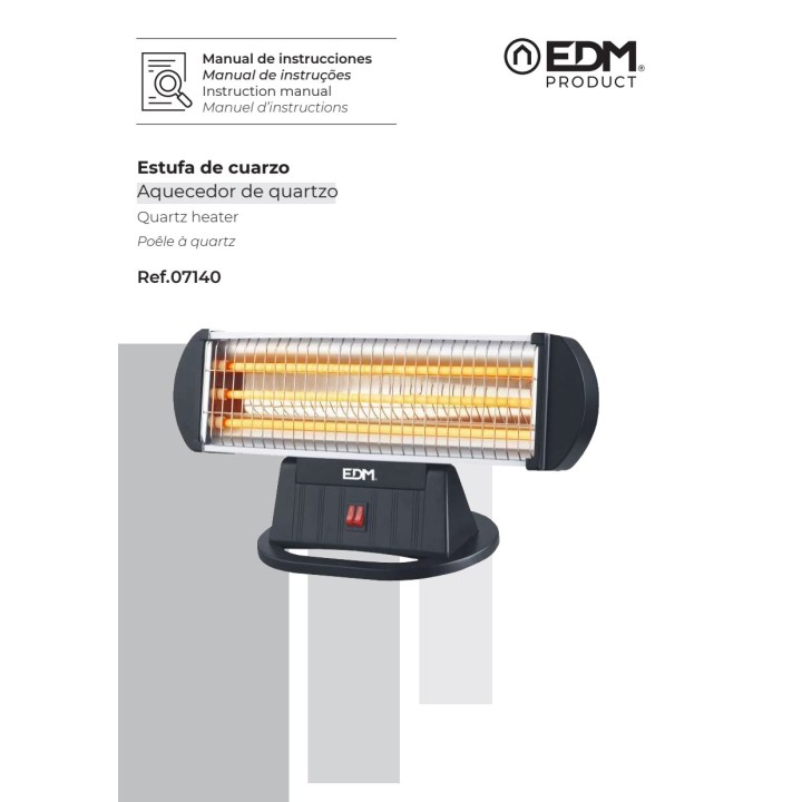EDM Radiateur à quartz à 3 tubes 400/800/1200W 24,5 CM 07140