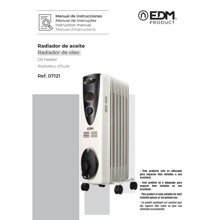EDM Radiador de aceite de 7 elementos 1500 W 73 CM 07121