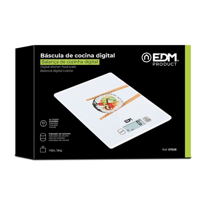 EDM Digital glass kitchen scale with volume measurement 5 KG