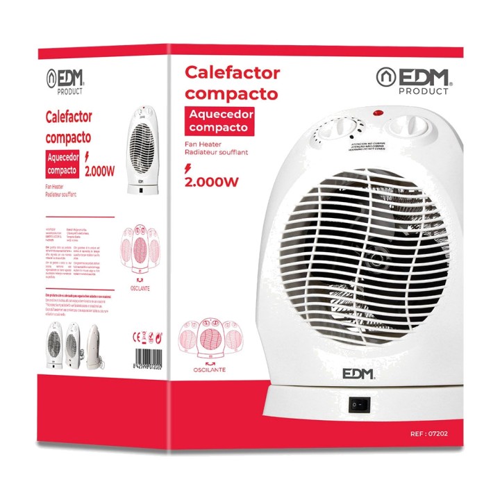 EDM Kompaktný oscilačný ohrievač 1000-2000W 30,5 CM 07202