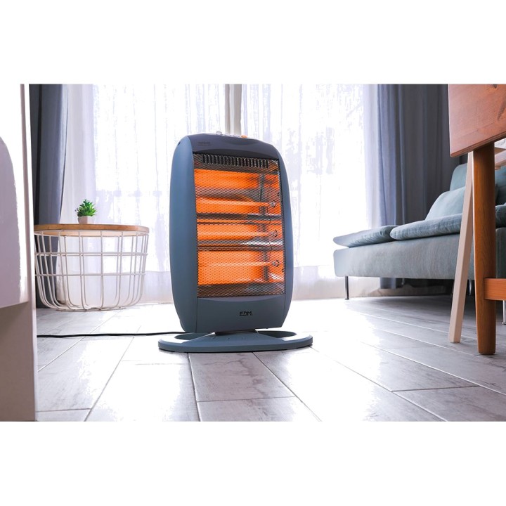 EDM Oscillating quartz heater with tip-over safety system