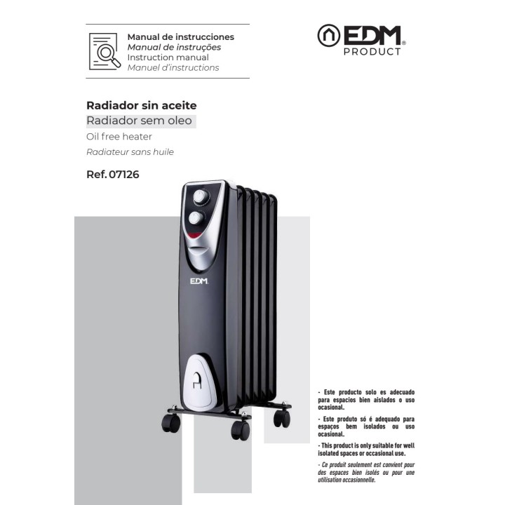 EDM Radiateur sans huile à 6 éléments BLACK-EDITION