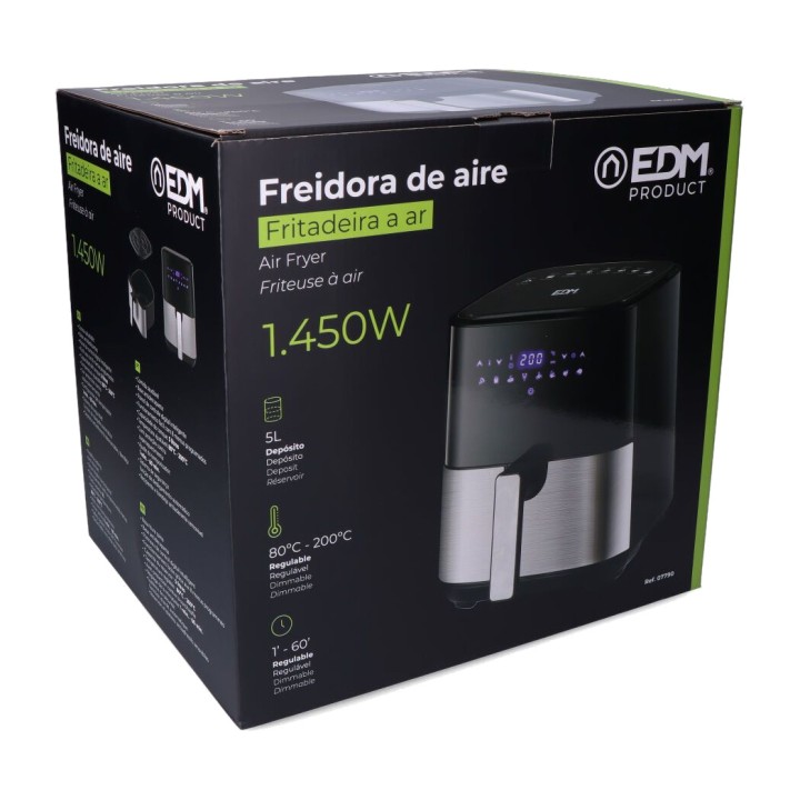 EDM Air fryer with LED display 5 L 1450 W Ø17 CM 07790