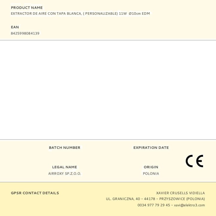 EDM Extracteur d’air avec façade personnalisable 11 W 10 CM