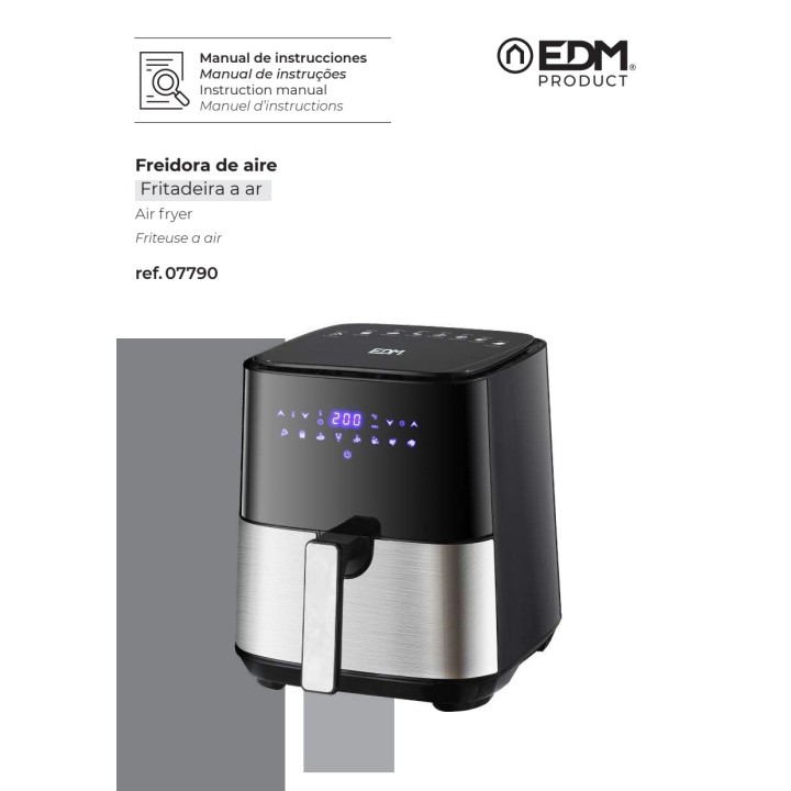 EDM Friggitrice ad aria con display LED 5 L 1450 W Ø17 CM