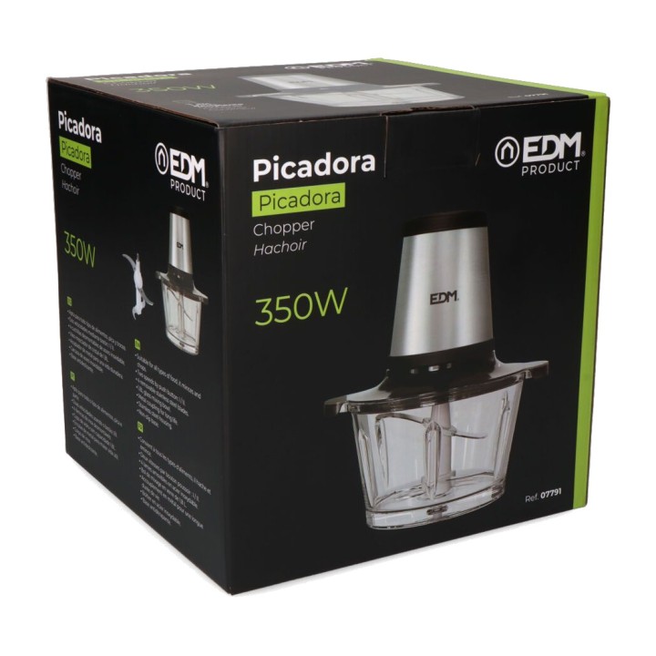 EDM Hachoir électrique en acier inoxydable avec bol en verre